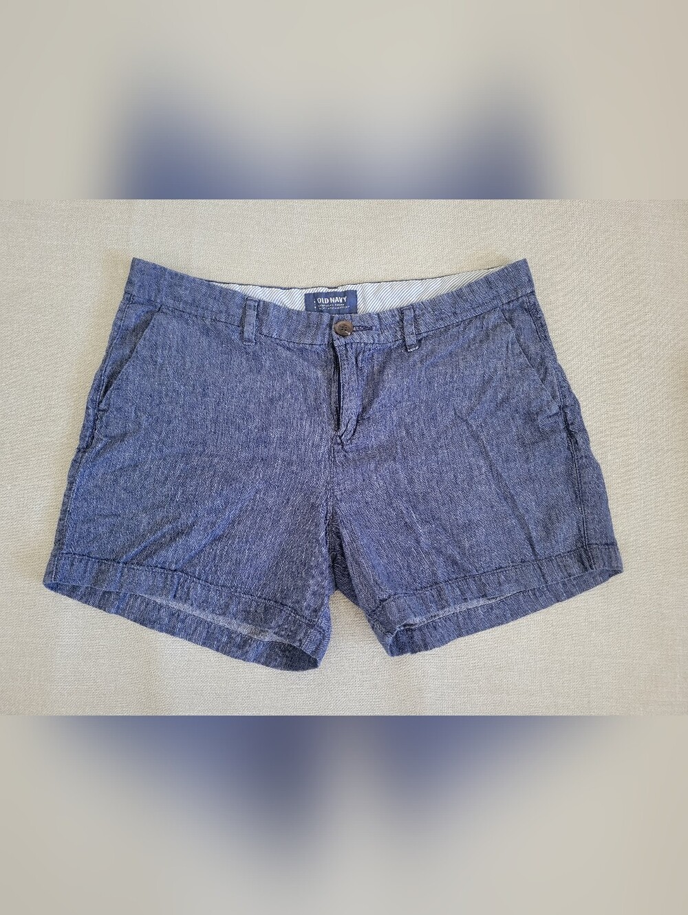 Old Navy Linen Shorts Size 8 Chambray Blue Shorts Summer Breathable Women Modest